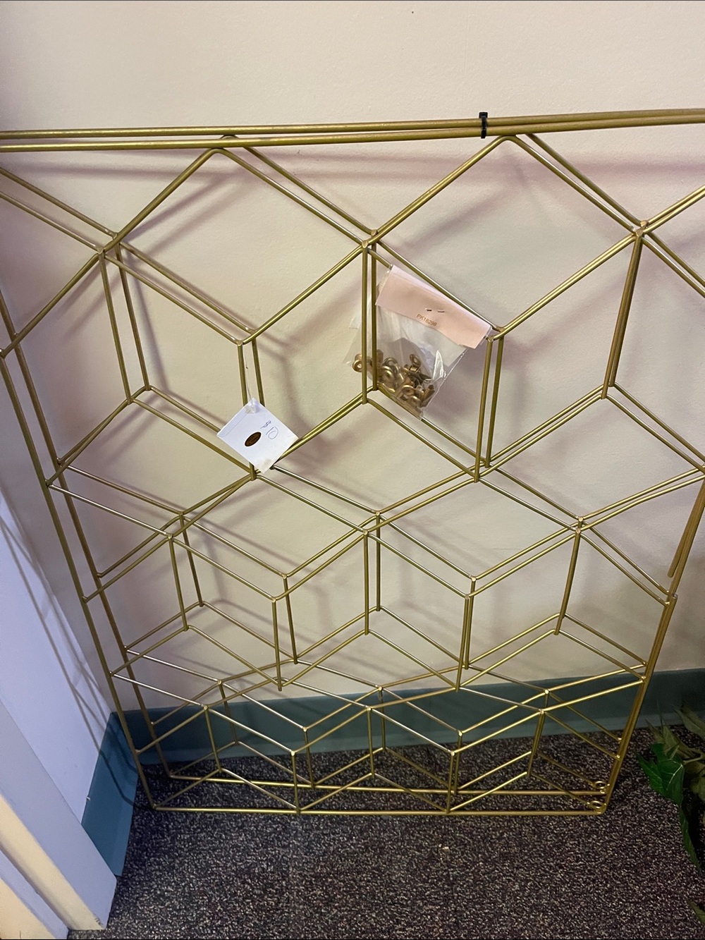 NWT Gold Geometric Wall Grid Panels - Modern Home Wall Decor